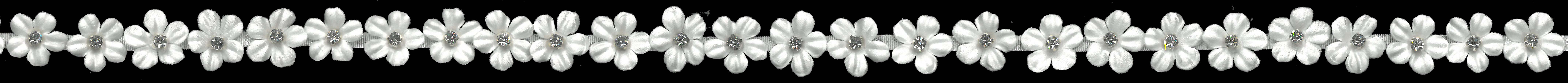 3D SATIN FLOWER CRYSTAL EDGING - IVORY