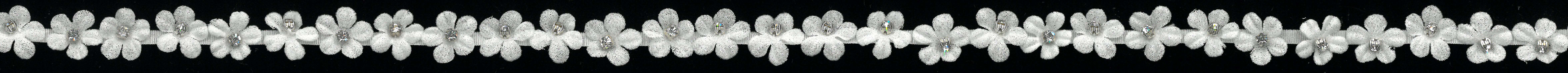 3D GEORGETTE FLOWER CRYSTAL EDGING - IVORY