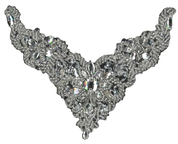 HEAVY CRYSTAL BEADED MOTIF (SOLD SINGULARLY) - SIL/IV