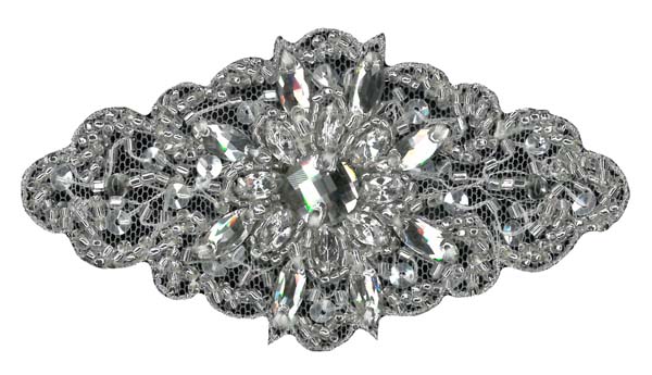 HEAVY CRYSTAL BEADED MOTIF (SOLD SINGULARLY) - SIL/IV