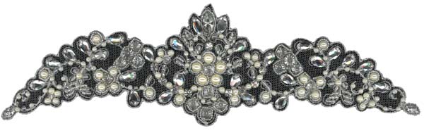 HEAVY CRYSTAL BEADED MOTIF (SOLD SINGULARLY) - IV/SIL