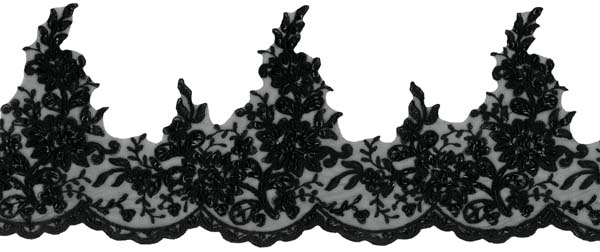 CORDED BEADED SEQUIN EDGING - BLACK