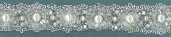 3D BEADED SEQUIN EDGING - IVORY