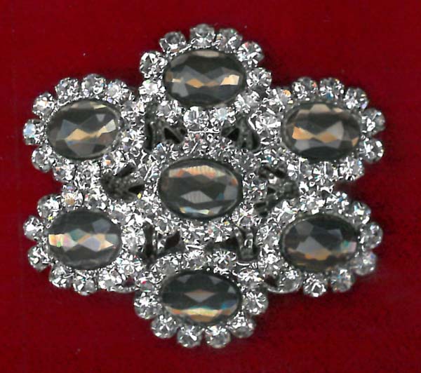 BUTTON - BLACK DIAMOND/CLEAR/NICKEL